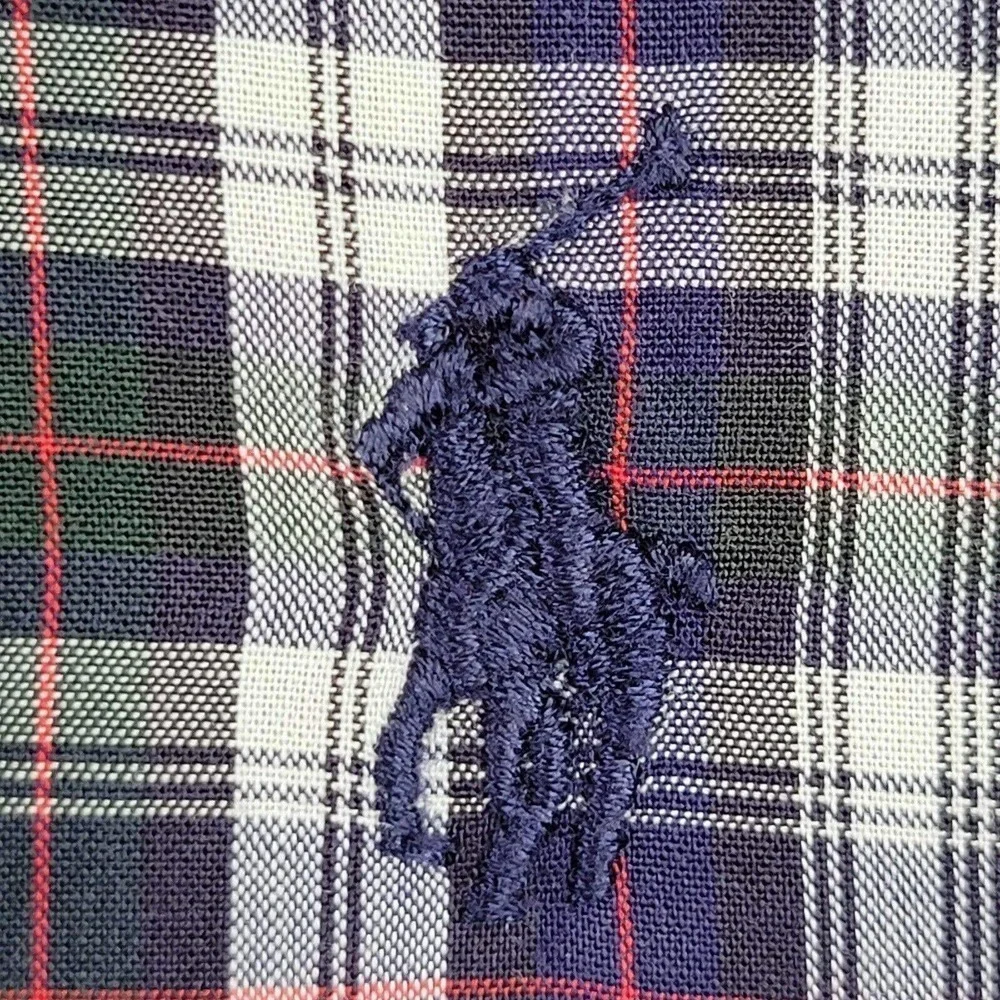 Polo Ralph Lauren Oxford Shirt Men's XXL 18 Plaid Yarmouth Button Down Blue
